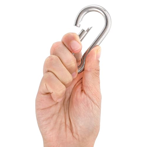 Faswin 3-Inch Stainless Steel Spring Snap Hook Carabiner – 4-Pack For Dog Leashes, Camping & Outdoor Use