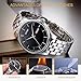 BUREI Men's Business Casual Wrist Watches with Day Date Calendar Black Dial Stainless Steel Band and Black Dial