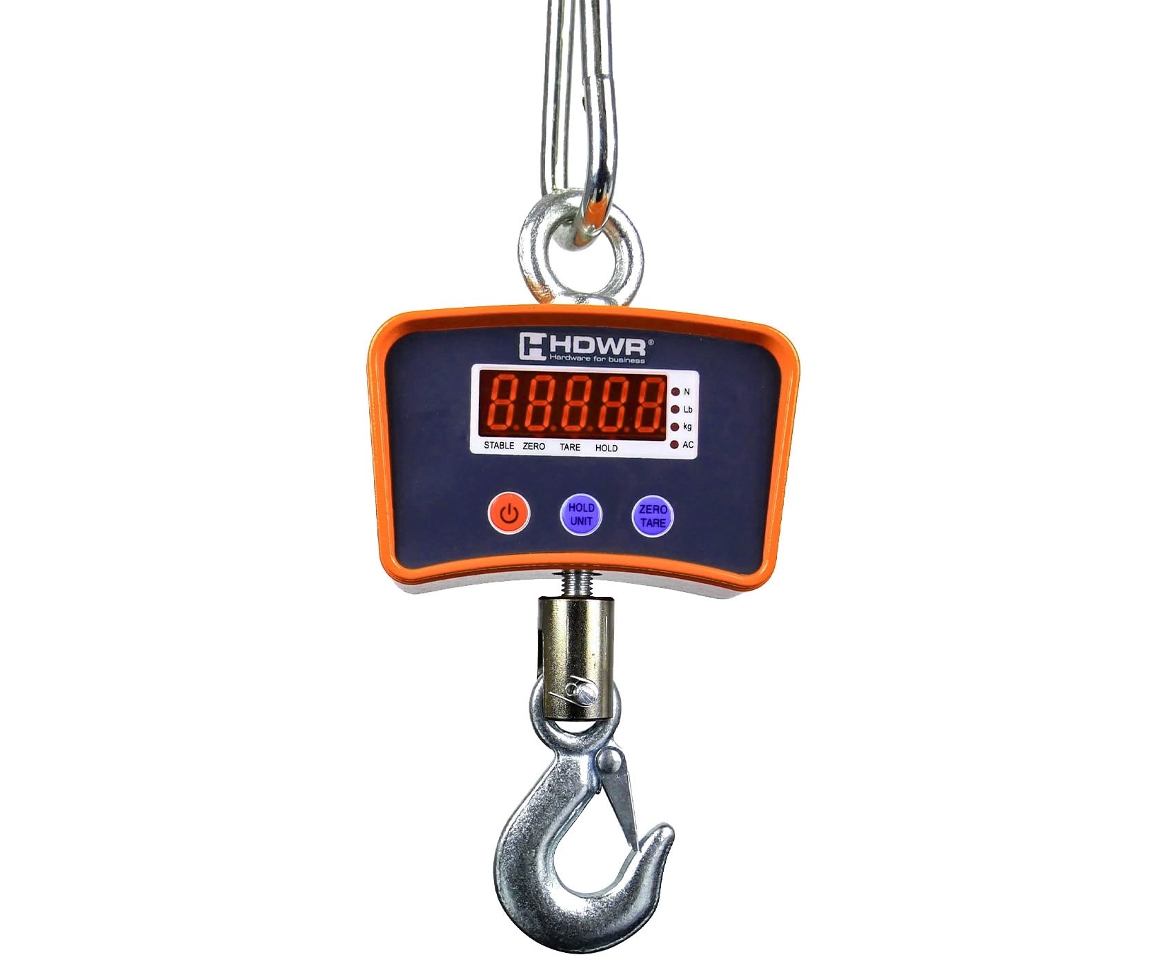 Electronic Hook Scale, Load Capacity up to 1000 kg/2200 lb, Hook Scale, Wireless Operation, Scale Tare, Digital Display, HDWR wagPRO-H1000