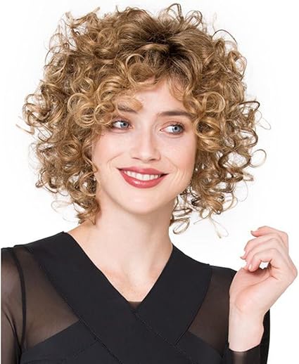 Loaver Sintetico Pelucas De Pelo Rizado Para Mujer Resistente Al Calor Corto Marron Peluca Pelucas De Color Rubio Ceniza Con Relieve Libre Peine Y Peluca Amazon Es Belleza