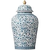 NS Online Blue Flowers Urn Adult Ashes - 11.6 inches 200 lb Ceramics Decorative Memorial Large Urn, Capacity 200 Cubic inches Funeral Keepsake Big urn for/Humans/Female/Pet