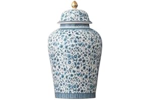 NS Online Blue Flowers Urn Adult Ashes - 11.6 inches 200 lb Ceramics Decorative Memorial Large Urn, Capacity 200 Cubic inches Funeral Keepsake Big urn for/Humans/Female/Pet
