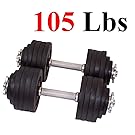 One Pair of Adjustable Dumbbells Cast Iron Total 105 Lbs (2 X 52.5 Lbs) by Unipack