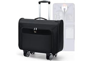 Tonyeee Softside Rolling Garment Bags, Large Rolling Duffle Garment Bag with Wheels, 3 in 1 Carry On Garment Suit Luggage Bag for Women Men，Business Travel Weekender, Black