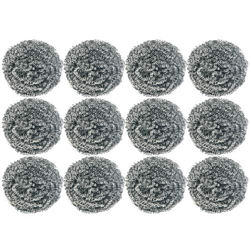 brheez Stainless Steel Scouring Pads, Heavy Duty Steel Sponges - Removes Grease, Oil and Dirt Stains from Pots, Glassware and Bakeware - Commercial Grade - 12 Pack (100 Grams)