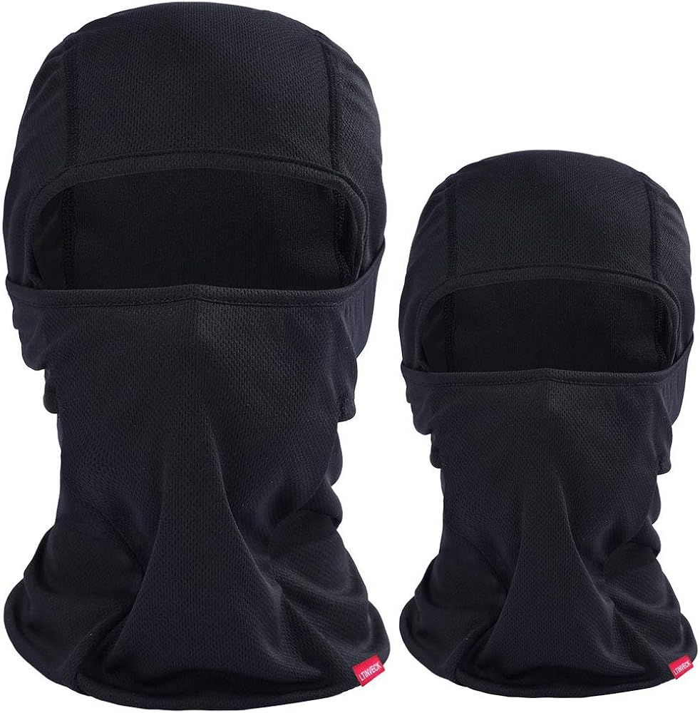Balaclava Face Mask Men Summer, 2 Pack Black Lightweight
