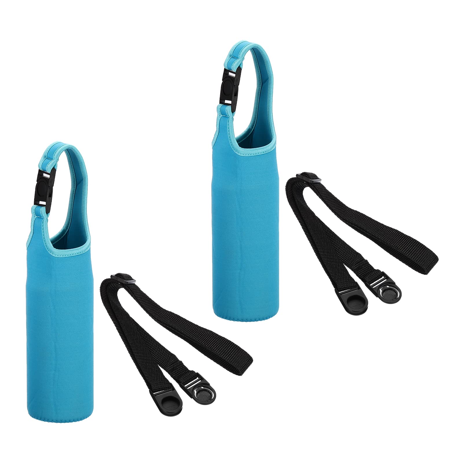 PATIKIL 67mmx185mm Water Bottle Sling Bag, 2 Pack Neoprene Portable Insulated Bottle Holder Carrier with Removable Adjustable Shoulder Strap, Blue