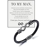 LIU JUN To My Man Bracelet For Men, Infinity Leather Braided Husband Birthday Inspirational Gifts From Wife I Love You Forever And Always Handmade Wristband Christmas Boyfriend Jewelry