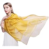 HURESON Lightweight Silk Scarf Shawl Elegant Soft Shawls and Wraps for Evening Dresses Yellow glitter Scarves for Women for All Seasons