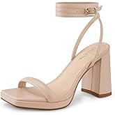 CELLENZ Women Chunky Platform Heels: 3.9 Inch High Heel Prom, Wedding, Party, Square Open Toe Heel Sandals, Strappy Comfortable Sexy Dressy Heels