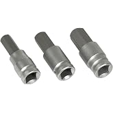 Performance Tool W86023 3-Piece Metric Hex Bit Socket Set | Automotive mechanics hand tool set. 12, 14 and 17 mm sizes. Heat treated chrome vanadium steel construction