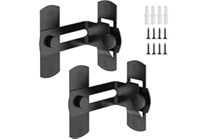 L'AIMEFOIS 90 Degree Flip Barn Door Lock, Protect Privacy - Security Gate Latch, Hook Lock Latch for Barn, Garden, Bathroom, Outdoor, Garage, Window, Sliding Door（2 Black）