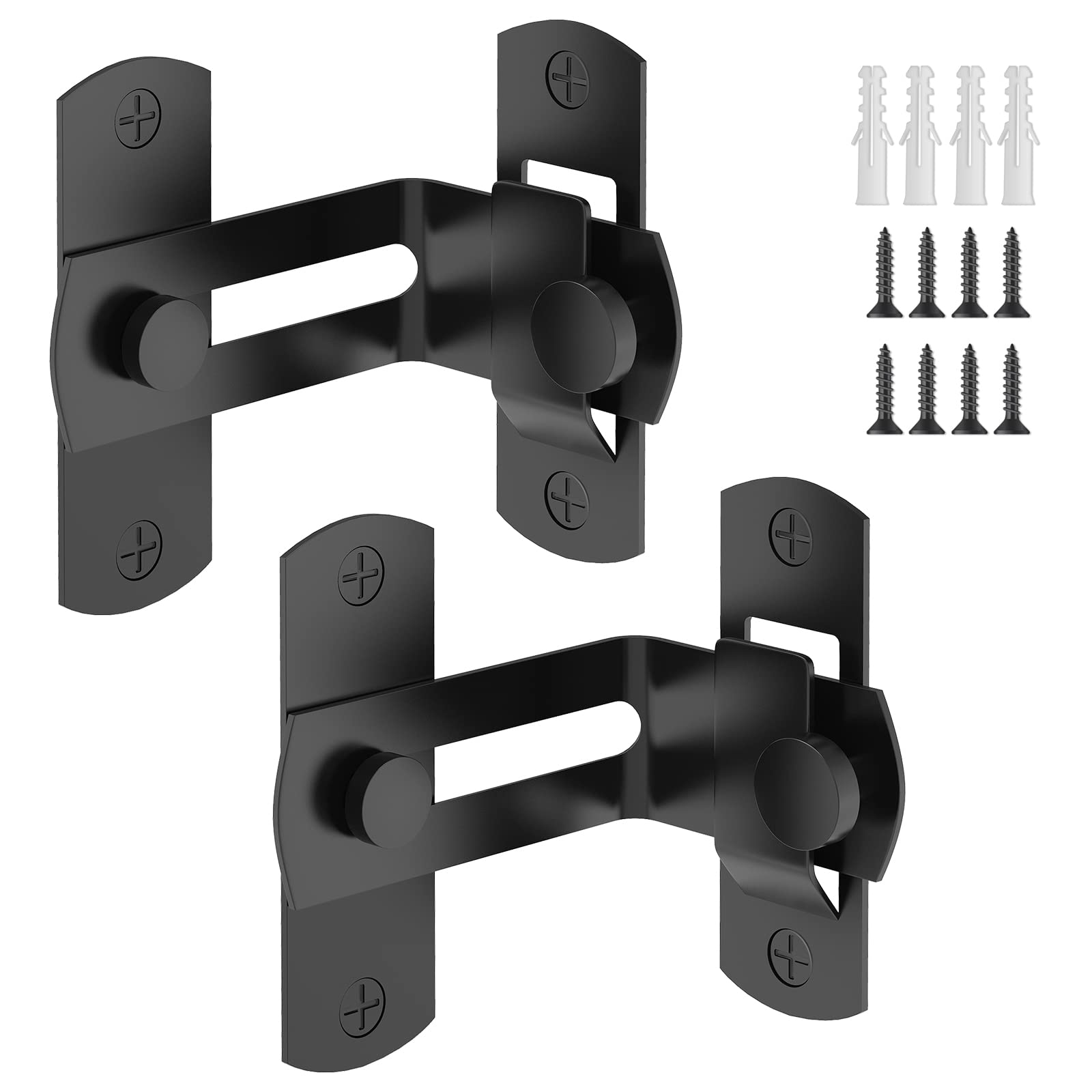 Photo 1 of 90 Degree Flip Barn Door Lock, Protect Privacy - Security Gate Latch, Hook Lock Latch for Barn, Garden, Bathroom, Outdoor, Garage, Window, Sliding Door?2 Black?
