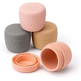 TakeToday Travel Containers for Toiletries, 1oz, 4 Pack, Apricot | Air Travel Leak-Proof, TSA Approved, Silicone Jars with Lid, for Cosmetics &amp; Toiletries
