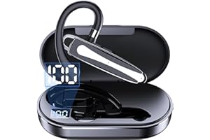 XMENHA Truck Driver Bluetooth Headset for Cell Phones Wireless Earbuds with Earhooks IPX7 Waterproof Dual Microphone Earpiece in Ear Hands Free Single Headphone Charging Case for Driving Business Android iOS