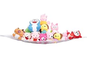 Powkoo Stuffed Animal Storage Hammock - Small Toy Net - Corner Hanging Stuffed Animal Net Organizer Holder for Teddy Bears Plush Toys - Stuffy Hammock for Kids Room (White)