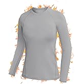 RIKUAOU Long Sleeve Thermal Shirts for Women, Fleece-Lined Undershirts Base Layer Tops for Running Workout Cold Weather