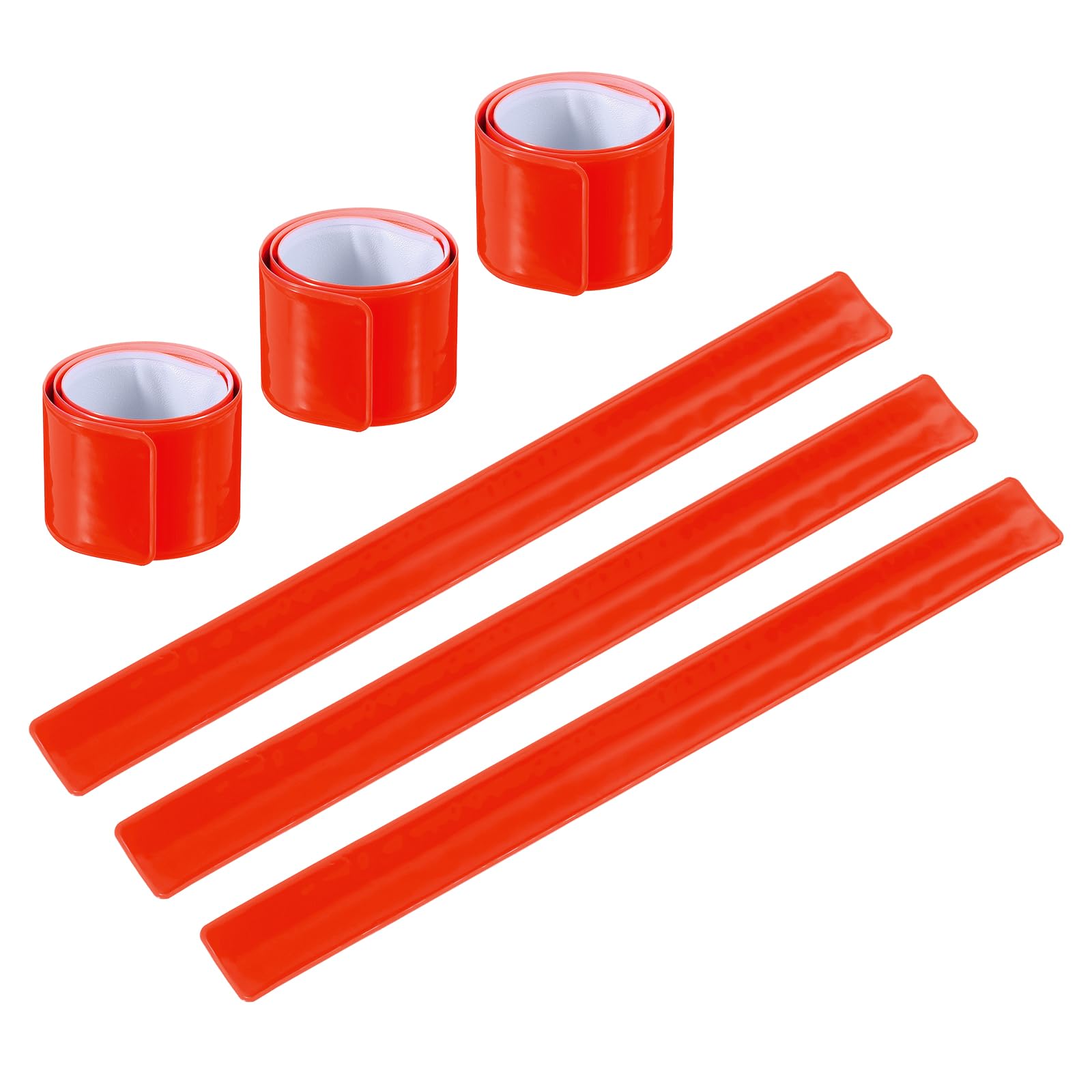 PATIKIL Reflective Slap Bands, 6 Pcs Reflector Band Snap Bracelet Armbands High Visibility Safety Reflectors Wrist Strap Strips for Night Jogging Cycling Running Hiking, Orange Red