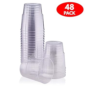 48 Copas de Postres Desechables, (240 ml) - Plástico Duro Reutilizable y Resistente