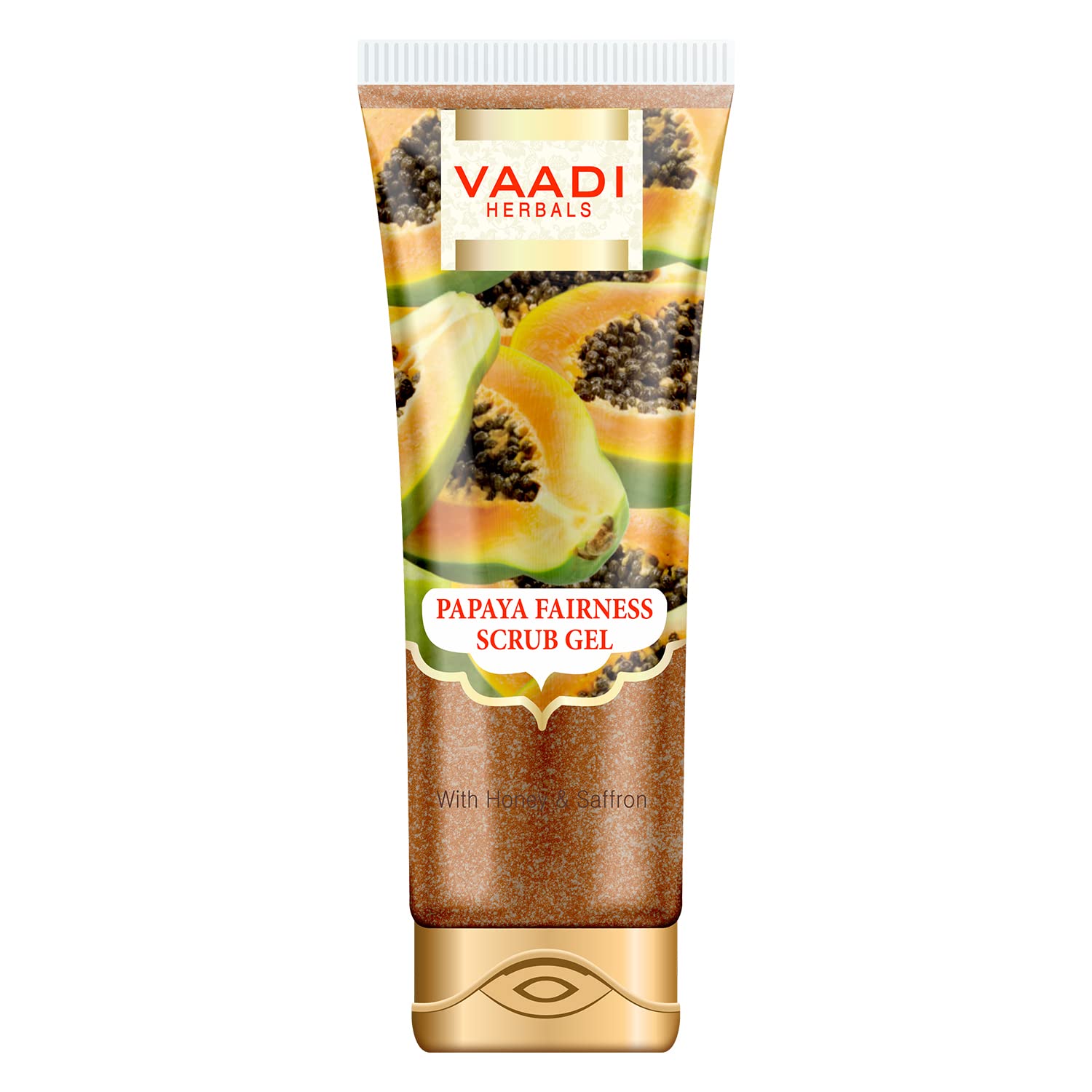 Vaadi Herbals Papaya Fairness Face Scrub Gel With Honey Saffron - Facial Cleanser 110 Gram