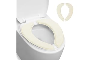 LANSEYIXIU Soft Thicker Warmer Toilet Seat Cover Washable, Toilet Seat Cushion with Memory Foam, Fits Most Size Toilet Lids for Bathroom, Easy Installation & Cleaning (Light yellow)