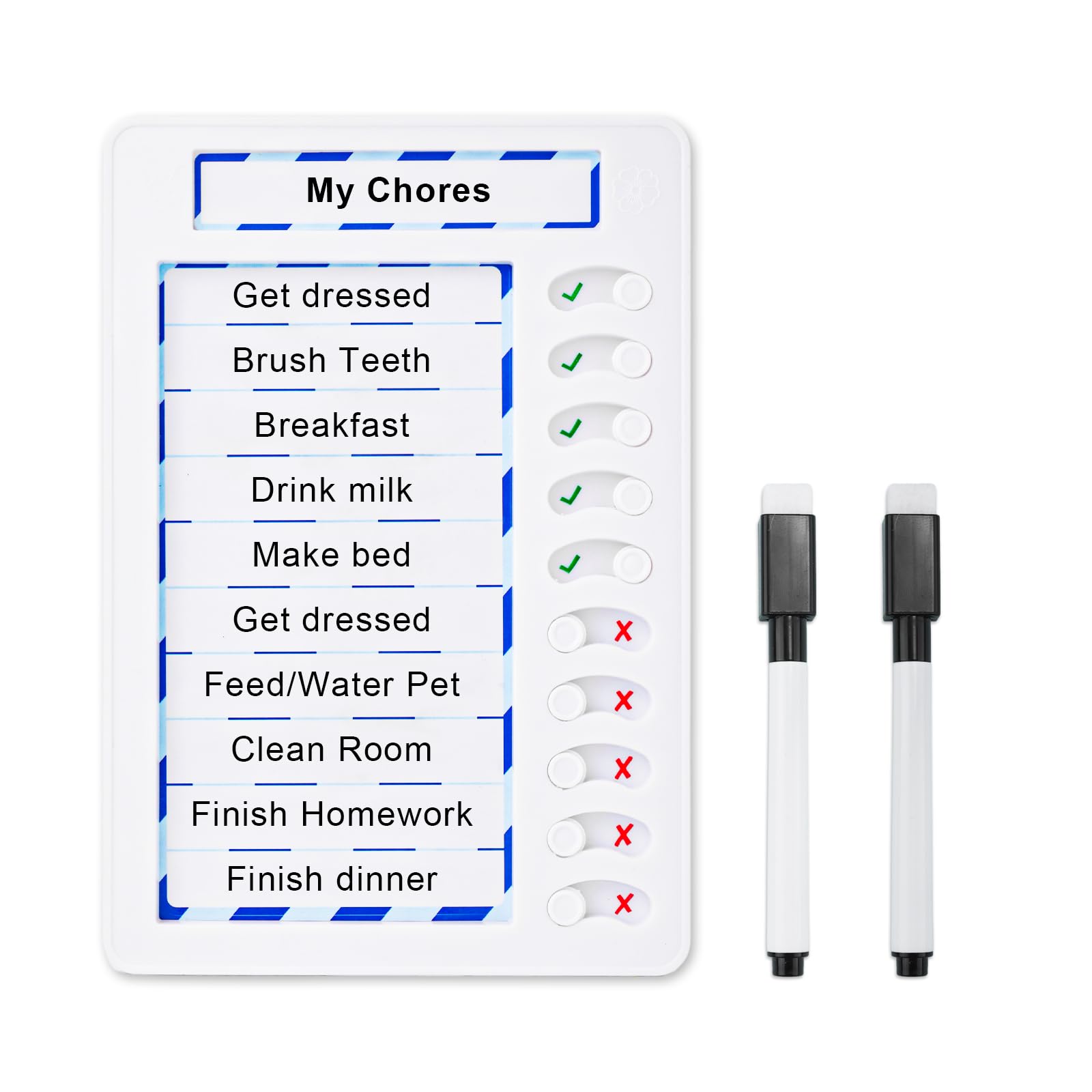 Checklist Planning Board, 8.66x5.9 Inch Plastic Erasable Chore Chart with 10 Sliders and Writing Tool Portable Chore Board Chore Schedule Magnetic Planning Board for Kids to Do List Home Office Memo