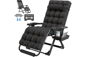 ZENPETIO 26In Zero Gravity Chair, Zero Gravity Recliner Lounge Chair for Indoor and Outdoor, Reclining Camping Chair for Lawn and Patio, Anti Gravity Chair w/Cushion, Cup Holder and Footrest, 440LBS