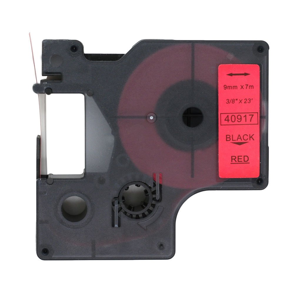 BROVACS 1 Pack Black on Red Label Tape Compatible for DYMO D1 40917 9mm 3/8" OPA2117