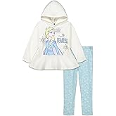Disney Frozen Girls Fleece Ruffled Hoodie and Leggings Outfit Set Toddler to Big Kid Sizes (2T - 10-12)
