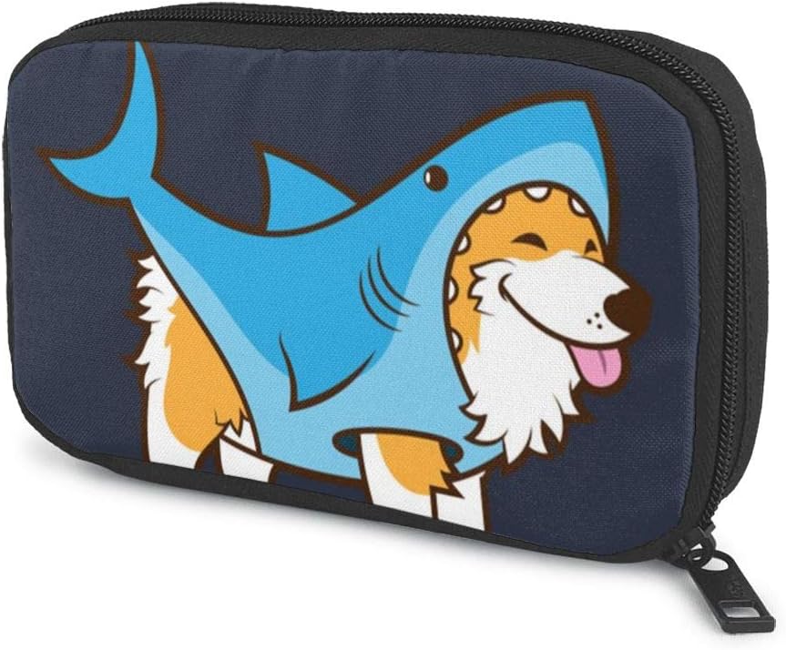 Corgi in A Shark Travel Storage Bag Electronics USB Charger Case Data Cable Organizer,for Cable, Charger, Phone, Power Bank,Hard Drive,Earphone