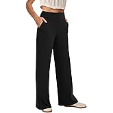COPYLEAF Wide Leg Pants Woman High Waist Yoga Pants with Pockets Loose Stretch Dress Work Sweatpants Casual Lounge