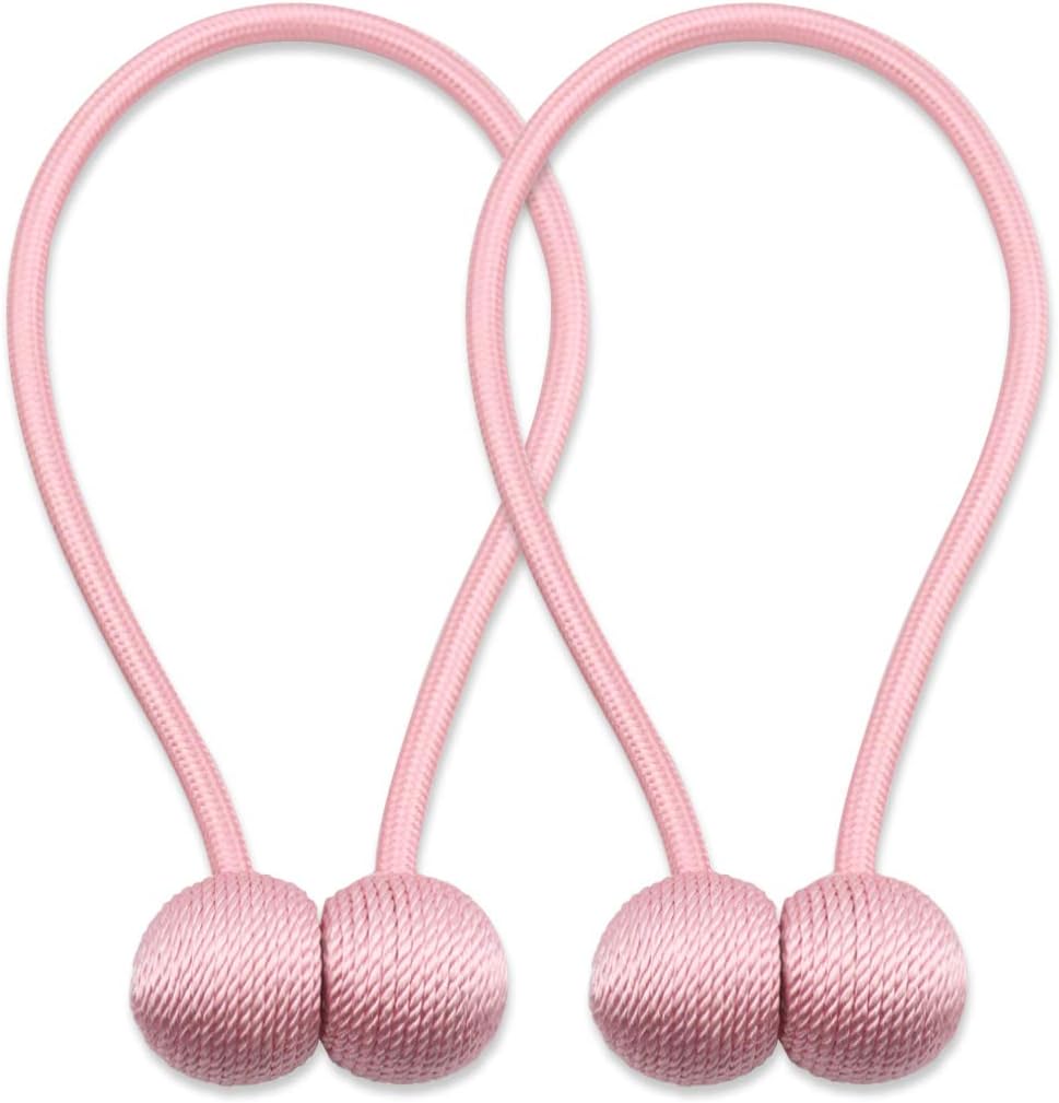 Curtain Tiebacks Magnetic Curtain Holdbacks for Draperies,Sheer Panels and Blackout Without Drilling 1 Pair (Pink)