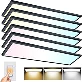 AIKVSXER 6 Pack 1x4 LED Flat Panel Light Surface Mount Black, 5500LM 50W | TRIAC 10-100% Dimmable LED Ceiling Light, 3000/4000/5000k AC120V Kitchen Lights Ceiling Flush Mount for Garage/Basement