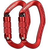 XINDA 22KN Auto Locking Carabiner Clip - Twist Lock Climbing Carabiner CE UIAA Certified, Heavy Duty Carabiners for Climbing,Rappelling,Hammock,Hiking,Camping