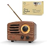 Muzen Portable Bluetooth Speaker, OTR Wood Vintage Small Wireless Speaker, FM Radio with Antenna AUX, 10h+ Long Playtime, High Fidelity Stereo Audio with Suitcase, for Gift Home Picnic