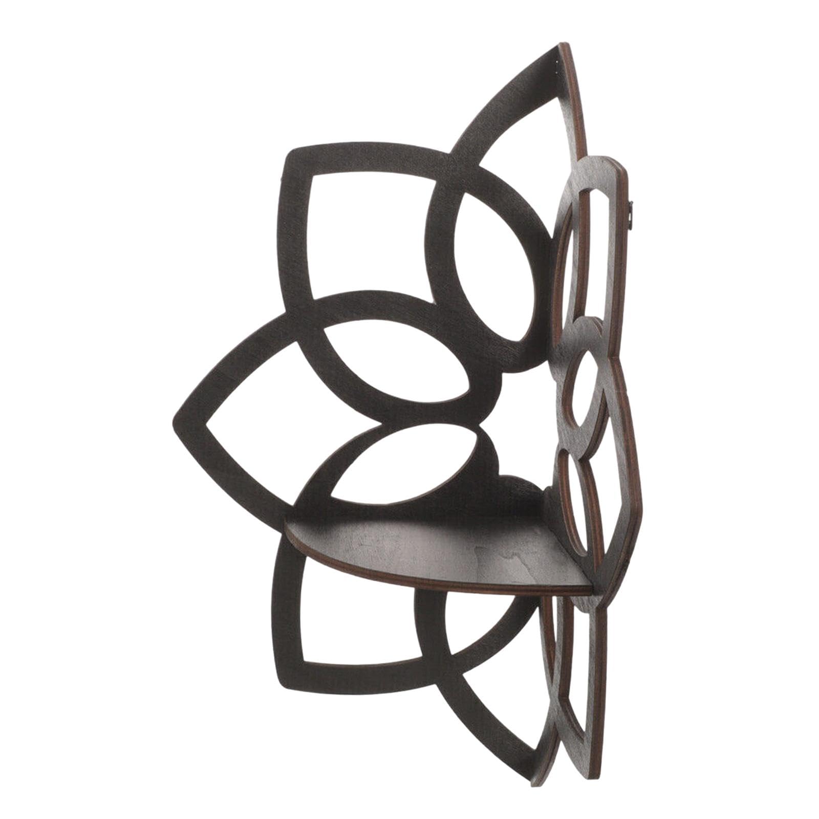 F Fityle Flower Shape Corner Shelf Wall Corner Shelf Flower Shape Storage Rack Wood Floating Shelves for Dorm Bedrooms Bathroom Decor
