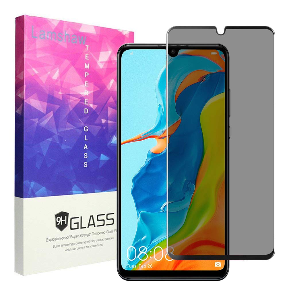 Lvbu Compatible with Huawei P30 lite Privacy Screen Protector, Anti Spy Anti Peep Full Covergae Privacy Tempered Glass Screen Protector for Huawei P30 lite (Black)