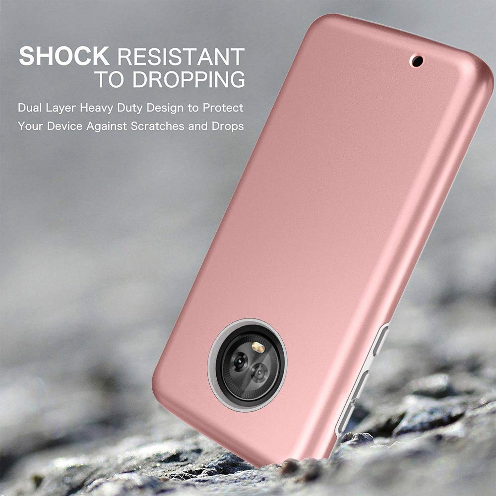 Moto G6 Case, Androgate [Pearl Series] Hybrid Matte Protective Back Cover Bumper Case Motorola Moto G 6th Generation (2018), Pink Gold