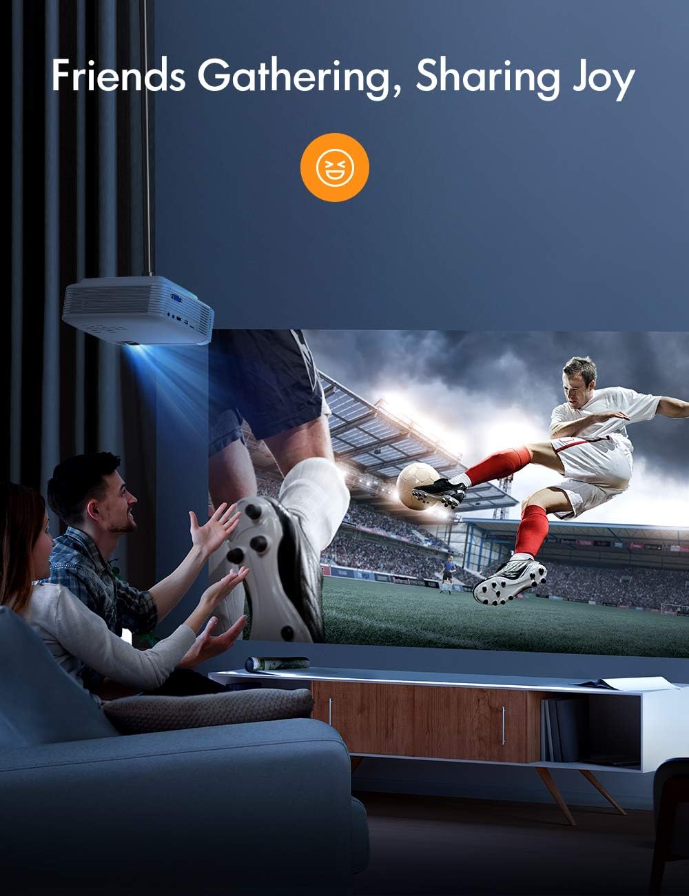 Mini Projector, APEMAN 4500L Brightness Projector, Support 1080P 180" Display, Portable Movie Projector, 45,000Hrs LED Life and Compatible with TV Stick, PS4, HDMI, TF, AV, USB for Home Entertainment: Camera & Photo