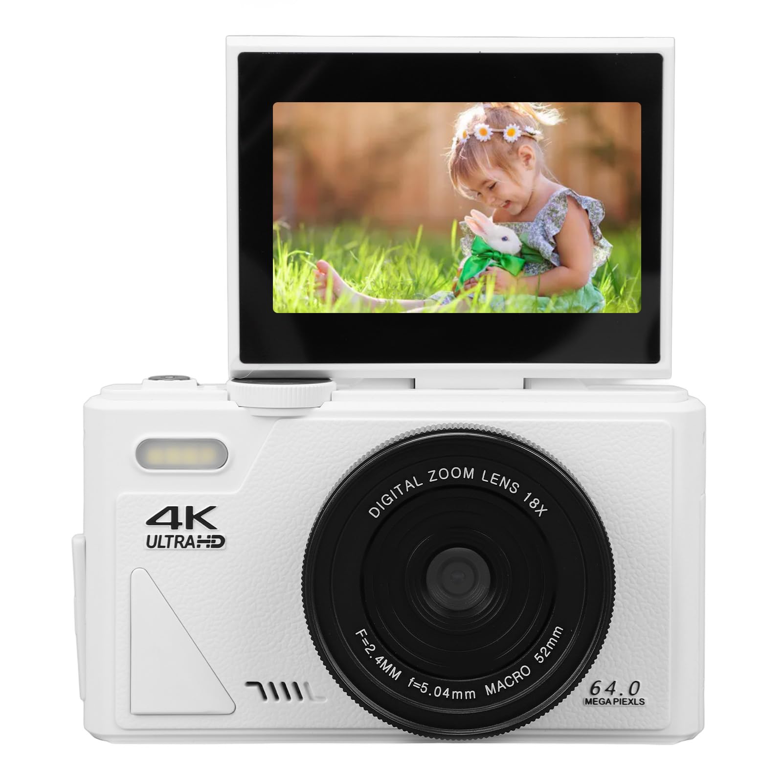 64MP Digital Camera with 4K Vlogging, 18X Zoom, Flip Screen - Compact, Perfect for Boys & Girls