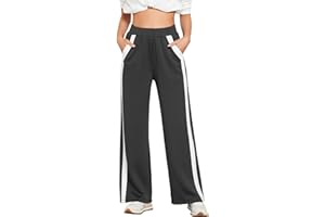 GRAPENT Wide Leg Sweatpants Women Baggy High Waisted Pull On Athleisure Loose Lounge Color Block Sweat Pants with Pocket