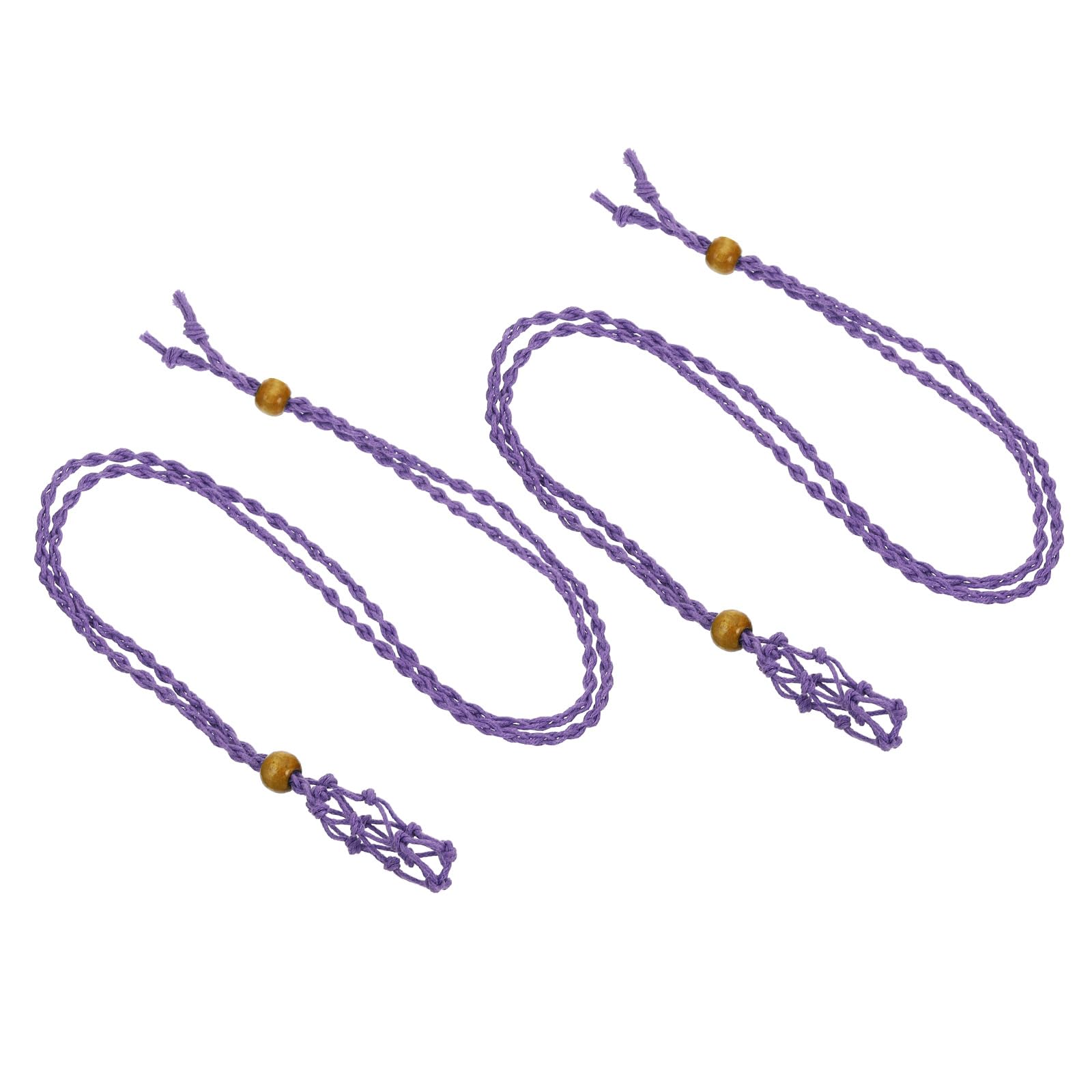 PATIKIL Empty Stone Necklace Holders, 2 Pcs Purple Crystal Stone Holder Cage, Adjustable Length for DIY Bracelet Necklace Jewelry