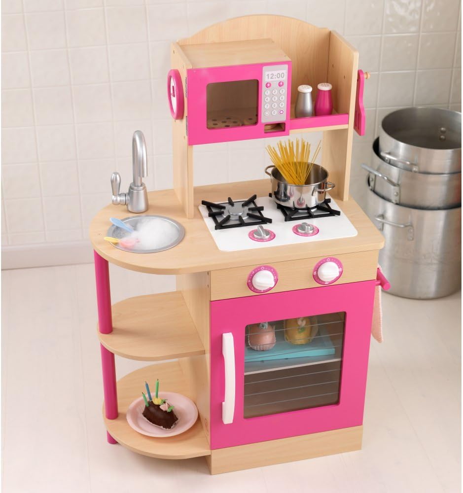 KidKraft Pink Wooden Kitchen 53195 Activity Playset (Pink) Amazon.co