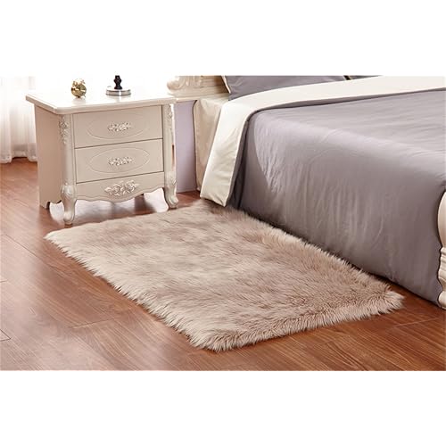 Faux Sheepskin Area Rug Chair Cover Seat Pad Plain Shaggy Area Rugs for Bedroom Sofa Floor