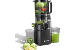 AMZCHEF Cold Press Juicer, 5.8" Self-Feeding Juicer Machines for Whole vegetable & fruit, Masticating Juicers Easy to Clean, 