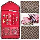 Nobix Travel Jewelry Organizer Roll Foldable Jewelry Case for Journey - Rings, Necklaces, Bracelets, Earrings (Brown)