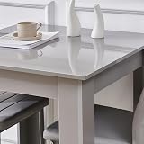 NICEME Compact Dining Table Set with 2 Chairs - Gray High Gloss 75x75 cm view 4