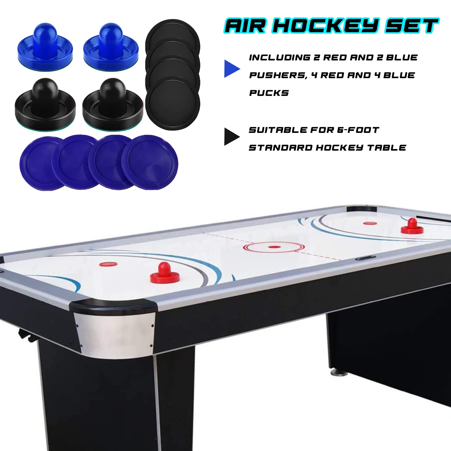 INSCOOL Air Hockey Pushers and Pucks - Air Hockey Paddles and Goal Handles Replacement Accessories for Game Tables (4 Pushers, 8 Pucks)