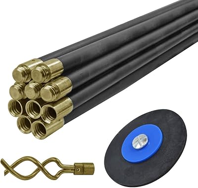 Faithfull Drain Rod Set 9M 30ft with 10 x 920mm Flexible Rods and Plunger