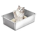 Kirecoo Stainless Steel Cat Litter Box, Large Metal